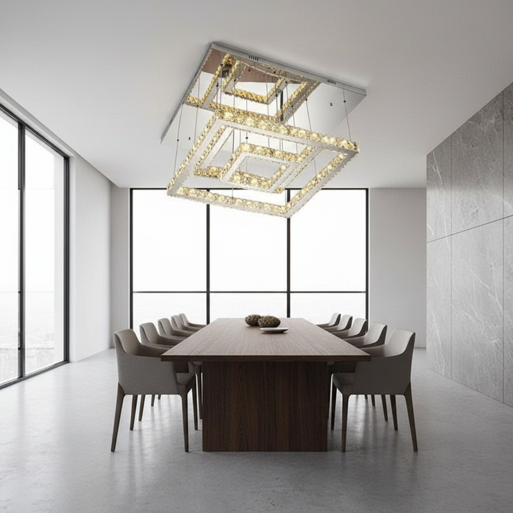 Aethelred 80cm Square K9 Crystal Chandelier Angle 2