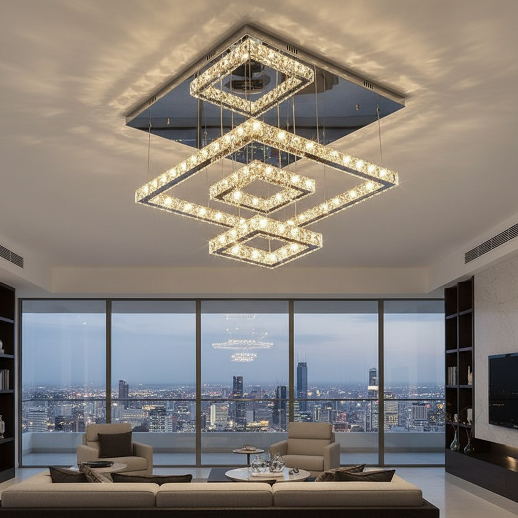 Aethelred 80cm Square K9 Crystal Chandelier Angle 4
