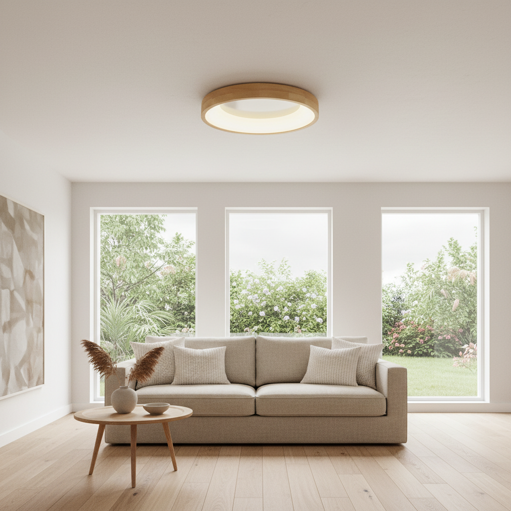 Aoki 45cm Japandi Wooden Ring Ceiling Light Primary Perspective