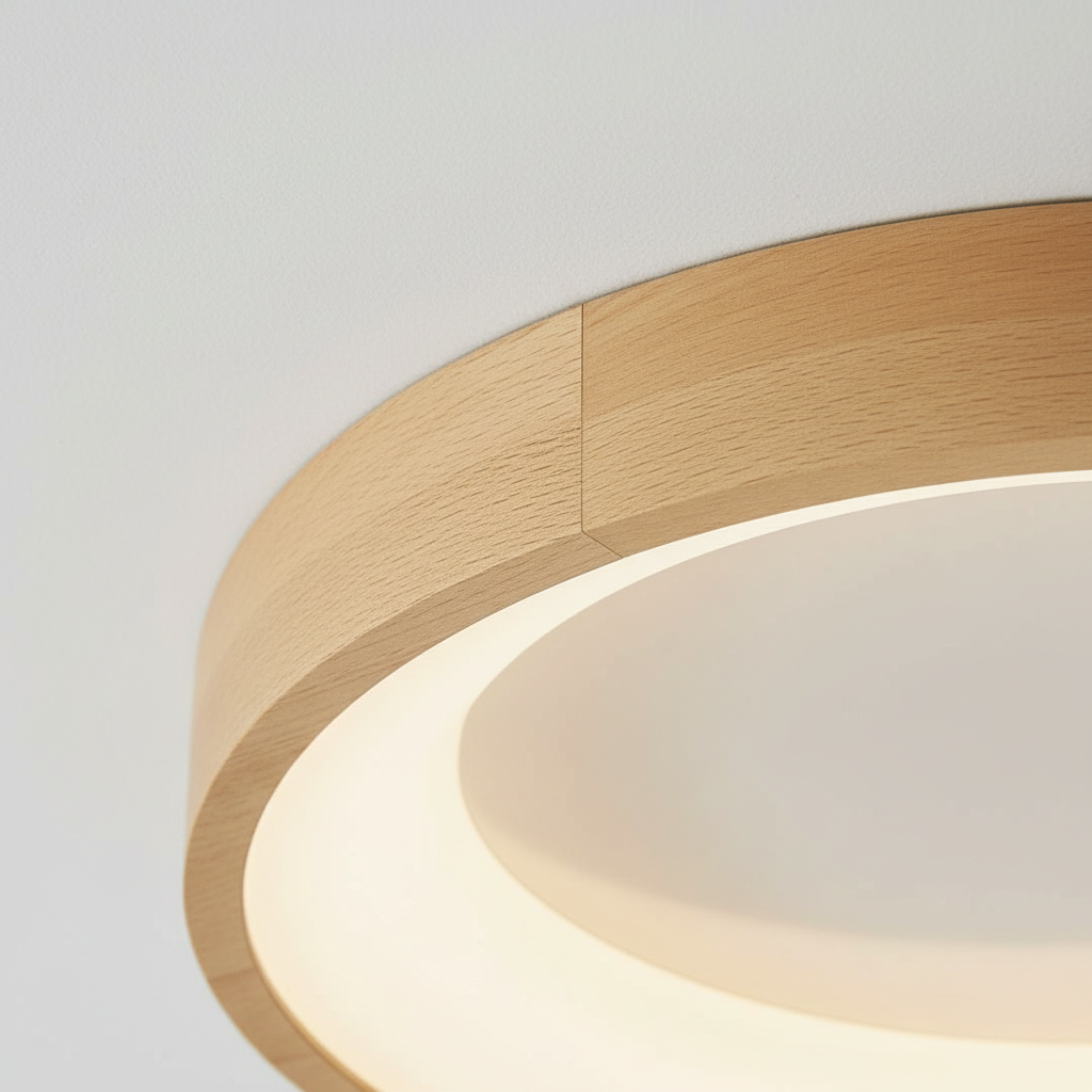 Aoki 45cm Japandi Wooden Ring Ceiling Light Angle 3
