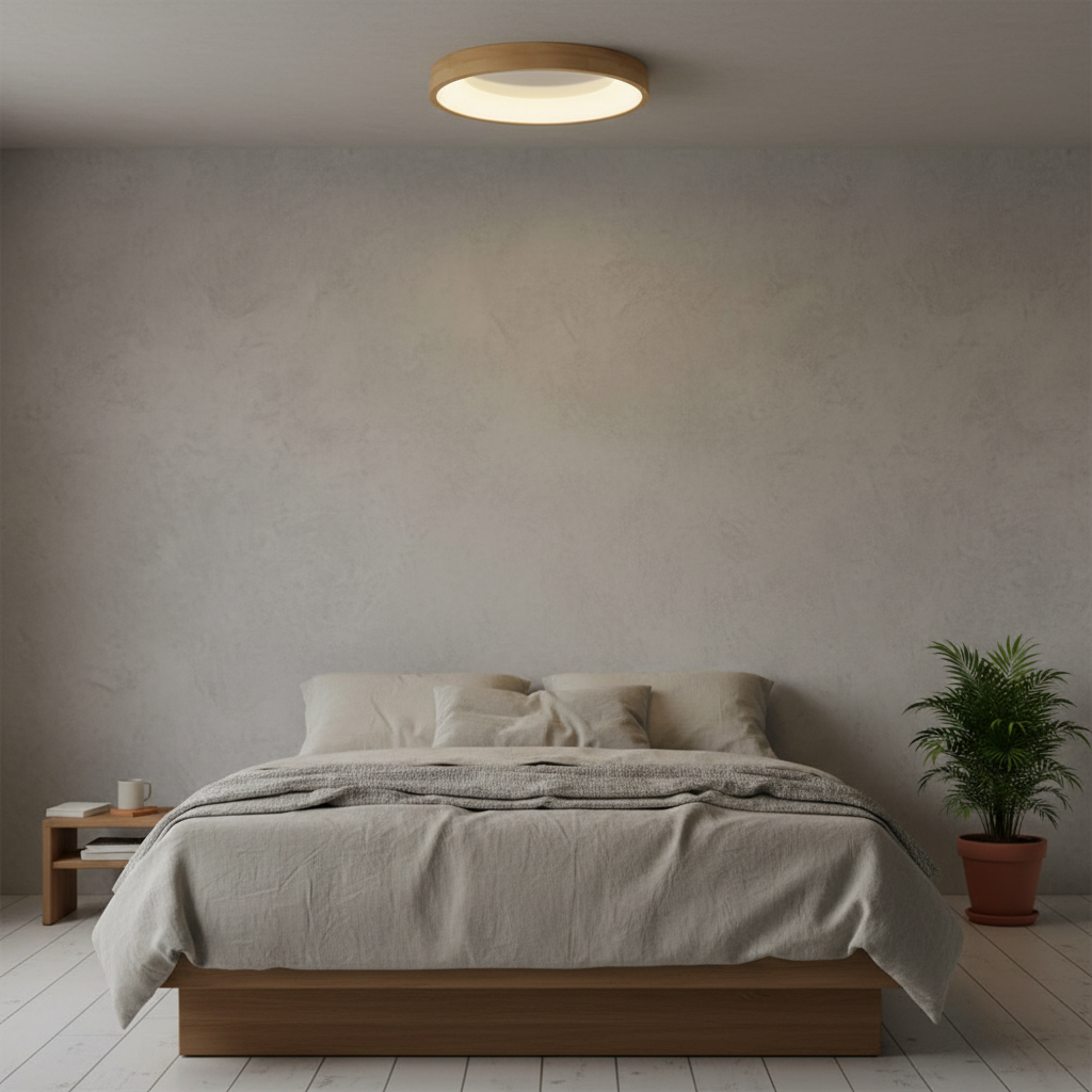 Aoki 45cm Japandi Wooden Ring Ceiling Light Detail Perspective