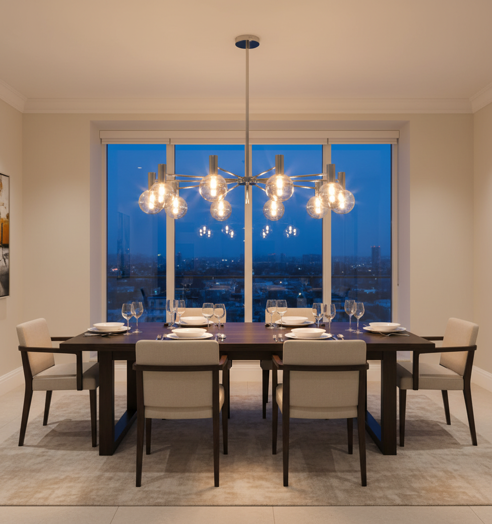 Astra 1100mm 12-Arm Sputnik Chandelier Detail Perspective