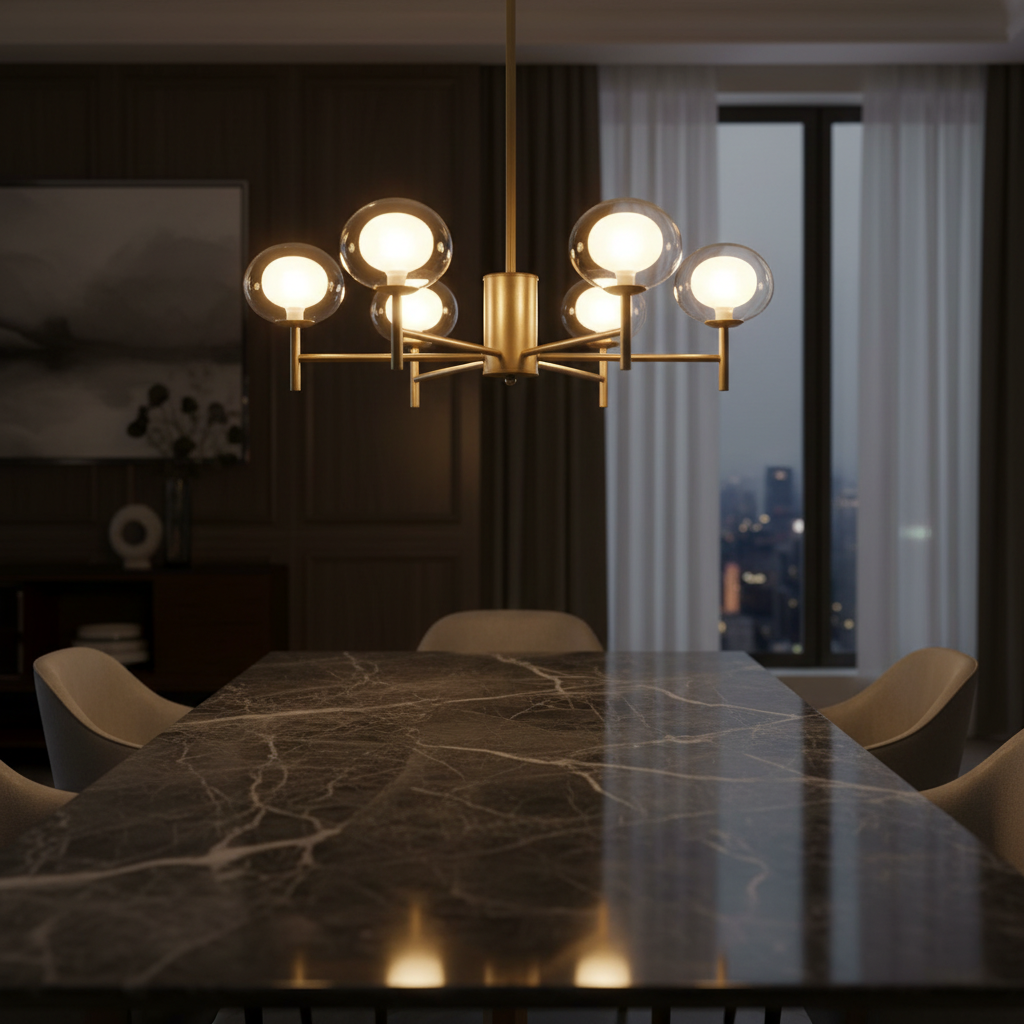 Astra 75cm 6-Arm Sputnik Chandelion oer Detail Perspective
