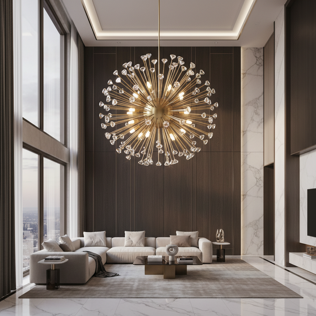 Astraea 80cm Dandelion Starburst Crystal Chandelier Primary Perspective