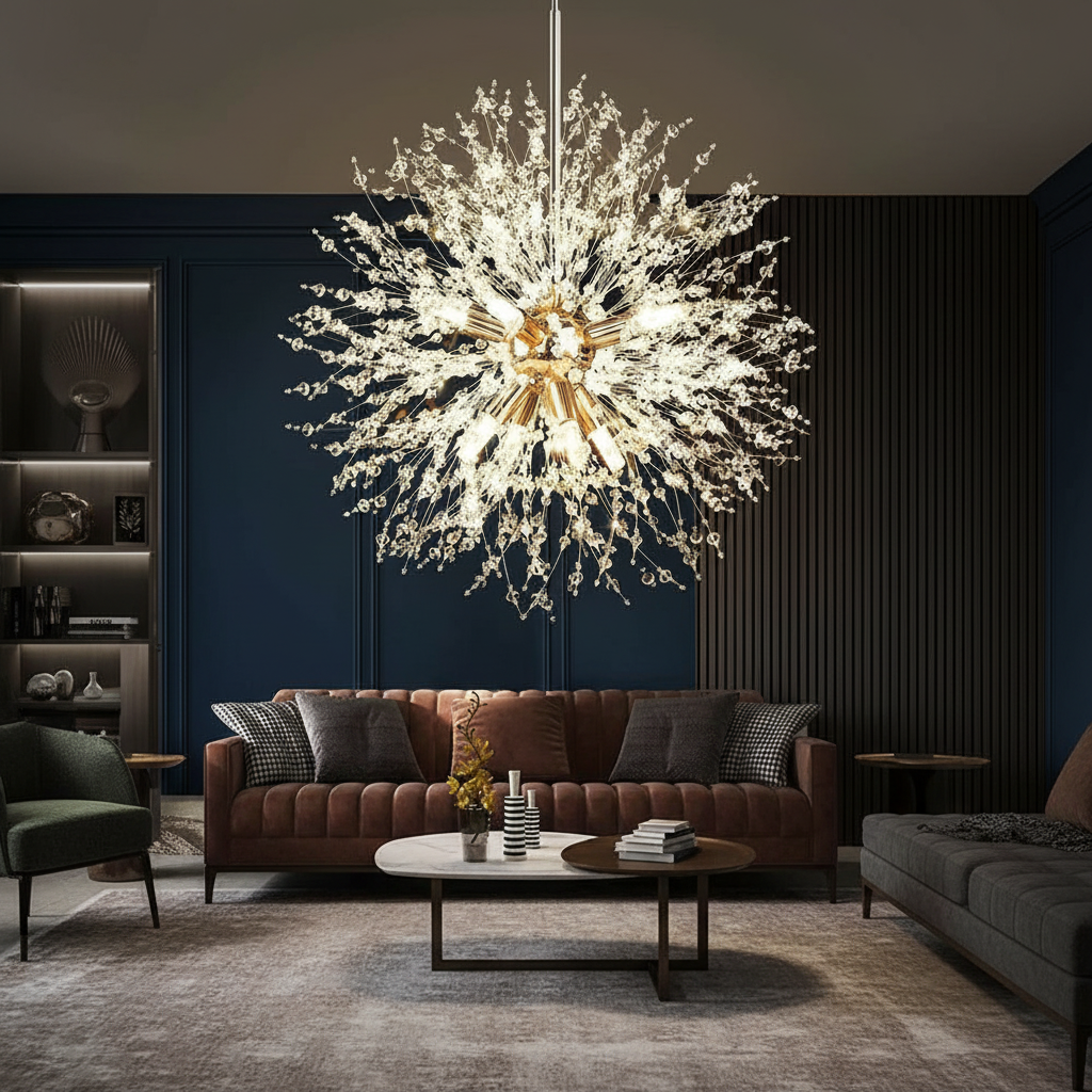 Astraea 80cm Starburst K9 Crystal Chandelier Primary Perspective