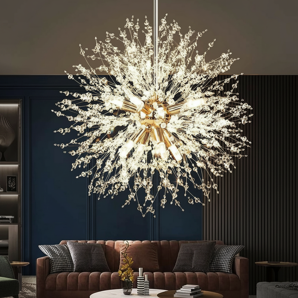 Astraea 80cm Starburst K9 Crystal Chandelier Detail Perspective