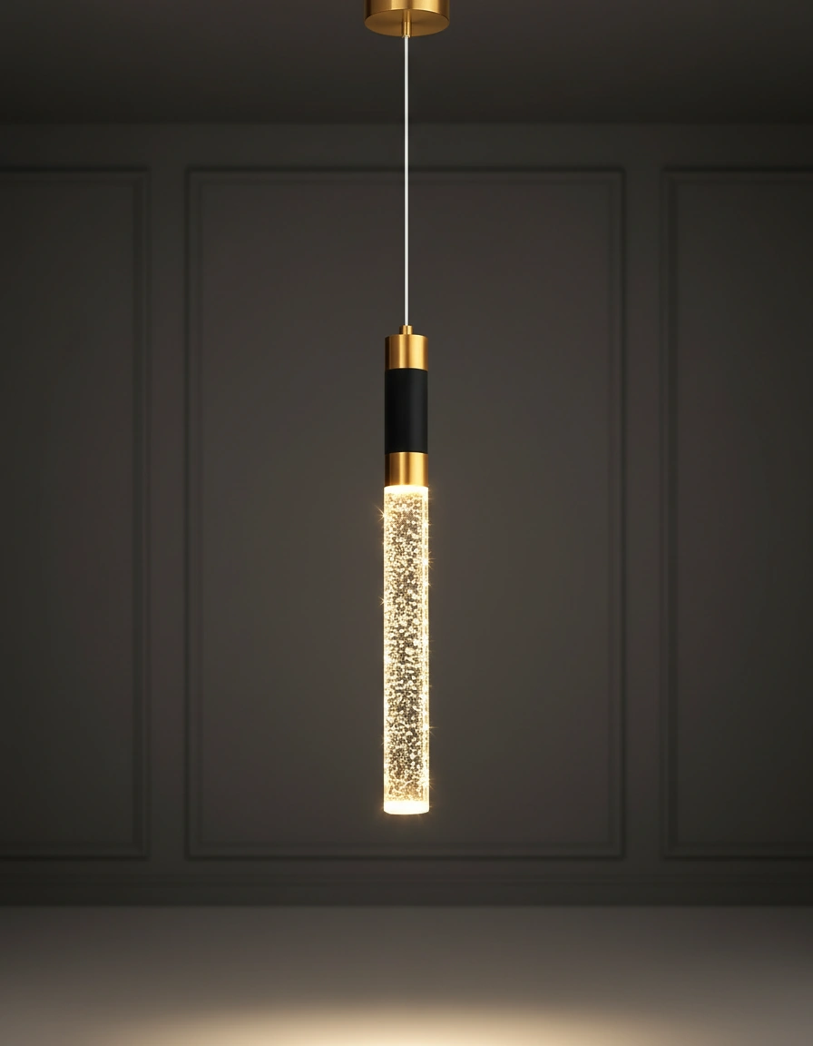 Aura 400mm Bubble Crystal Pendant | Matte Black & Brushed Brass Angle 3