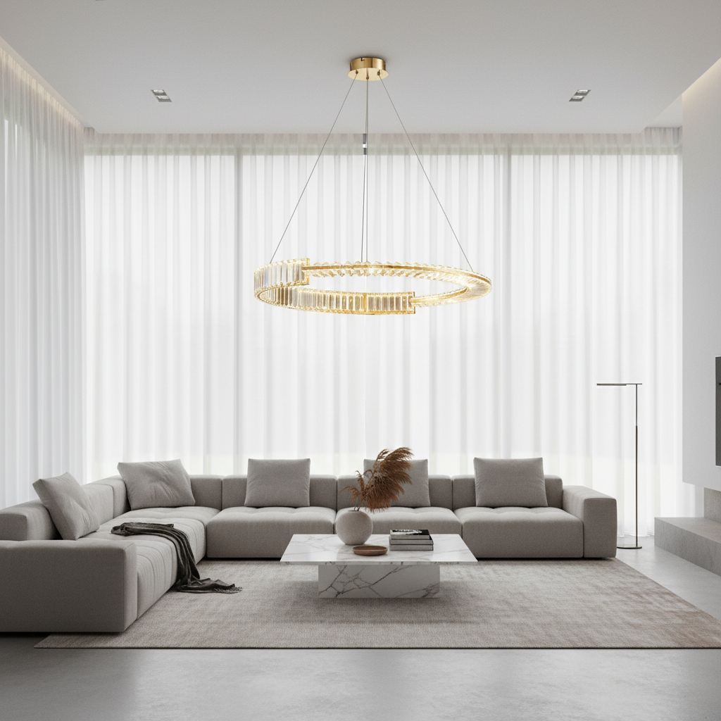 Aura 60cm Split-Ring K9 Crystal Chandelier Primary Perspective