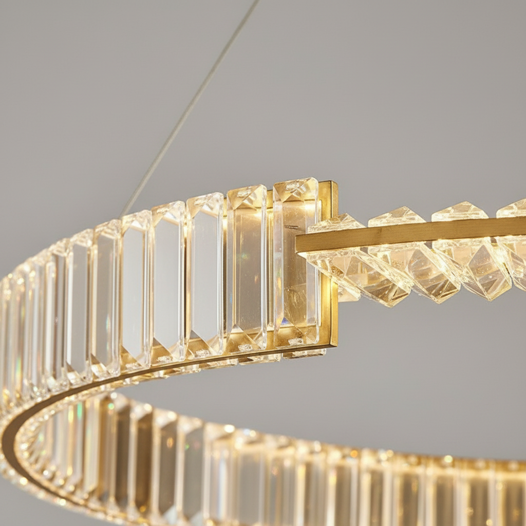 Aura 60cm Split-Ring K9 Crystal Chandelier Angle 3