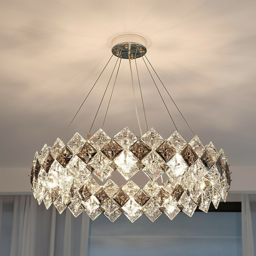 Aura 80cm Crystal Lattice Chandelier Angle 3