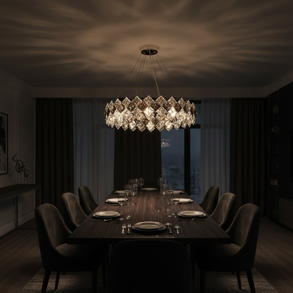 Aura 80cm Crystal Lattice Chandelier Detail Perspective