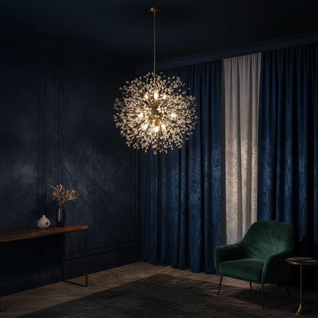 Aura 80cm Dandelion K9 Crystal Chandelier Detail Perspective