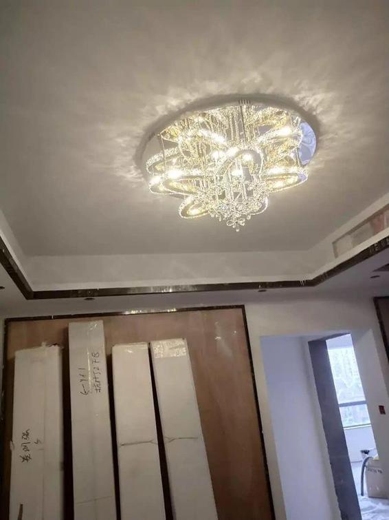 Aura 80cm K9 Crystal Flush Mount Chandelier