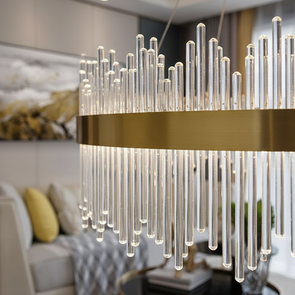 Aura 80cm K9 Crystal Halo Chandelier Angle 3