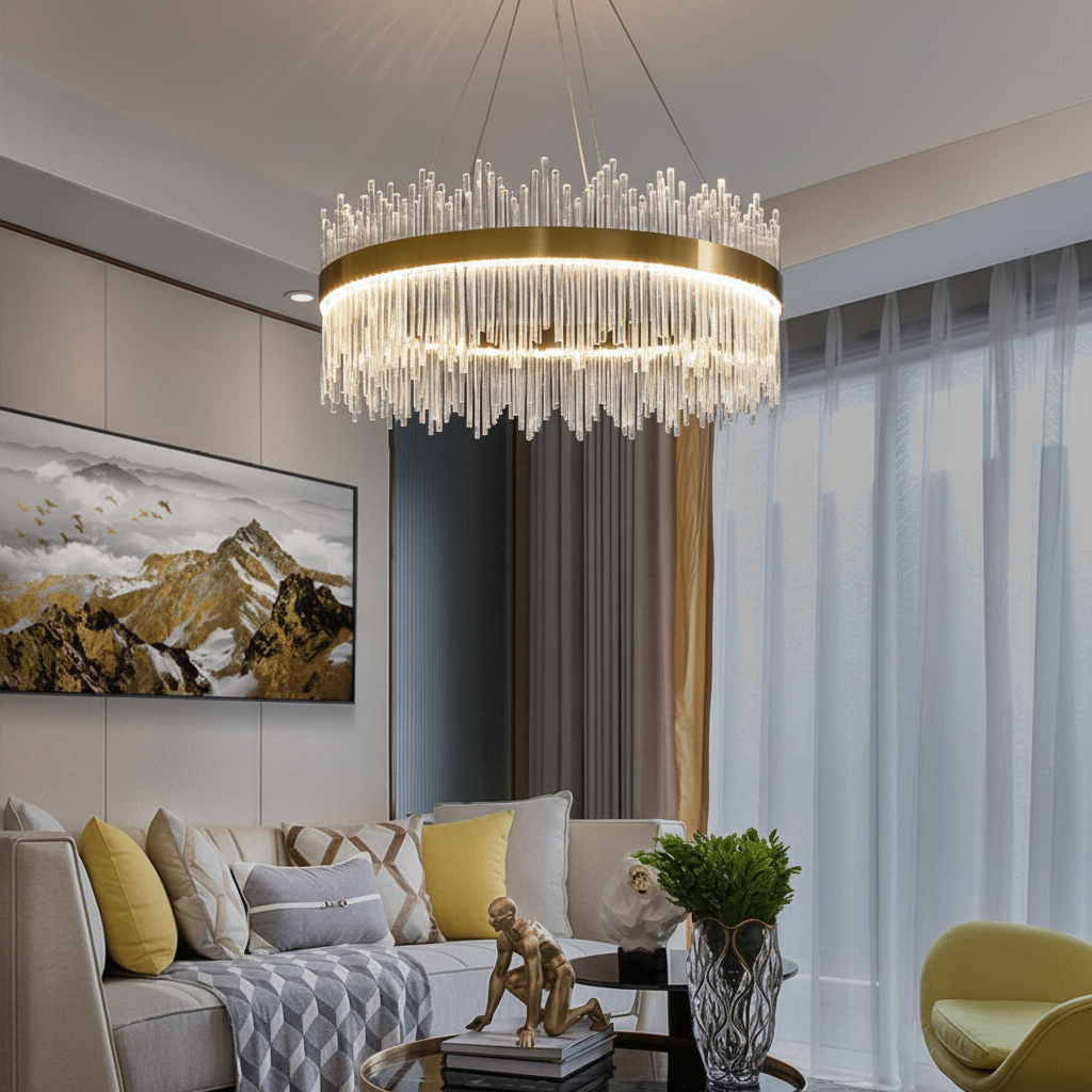 Aura 80cm K9 Crystal Halo Chandelier Angle 4