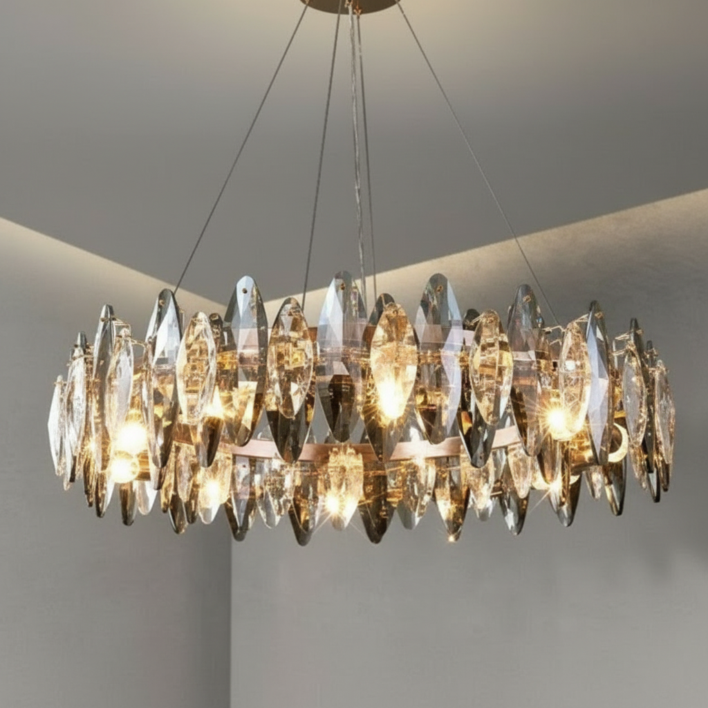 Aura 80cm K9 Crystal Ring Chandelier Angle 3