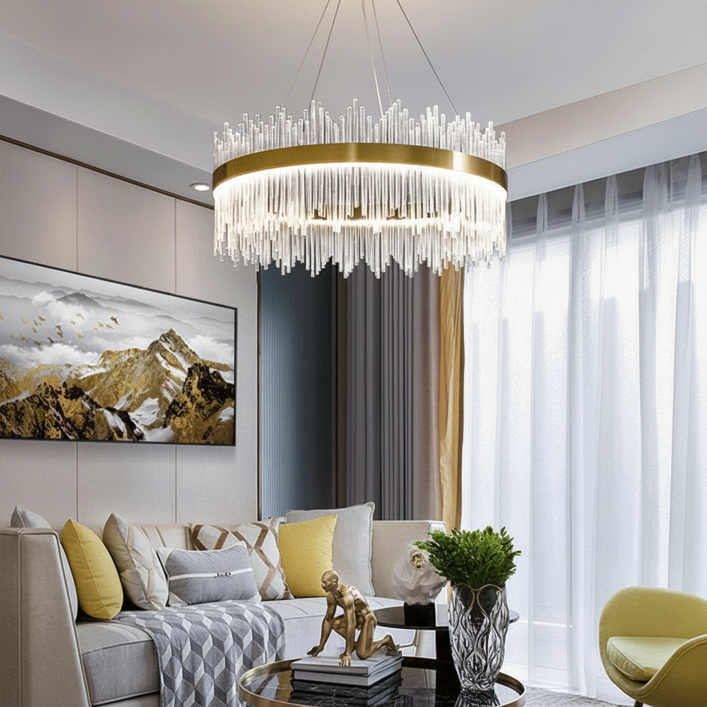 Aura 80cm K9 Crystal Rod Chandelier Primary Perspective