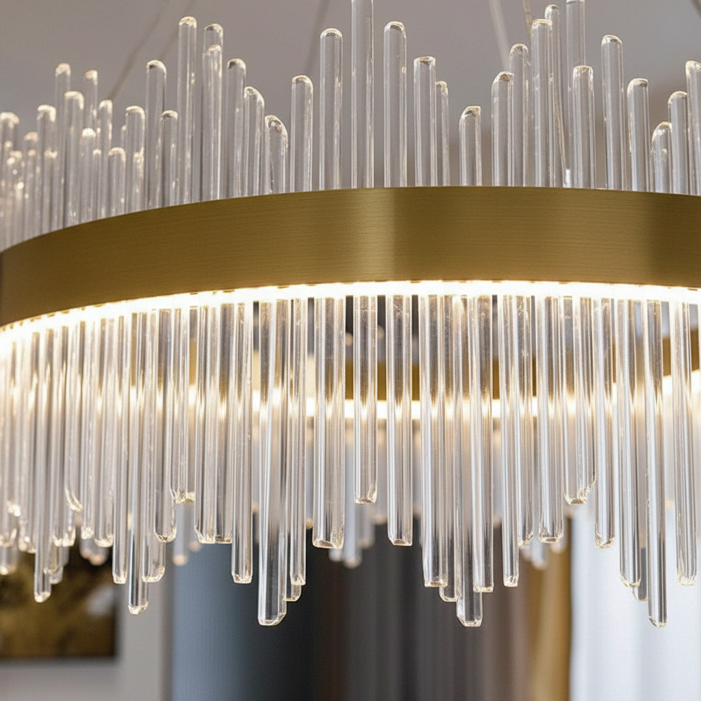 Aura 80cm K9 Crystal Rod Chandelier Angle 3