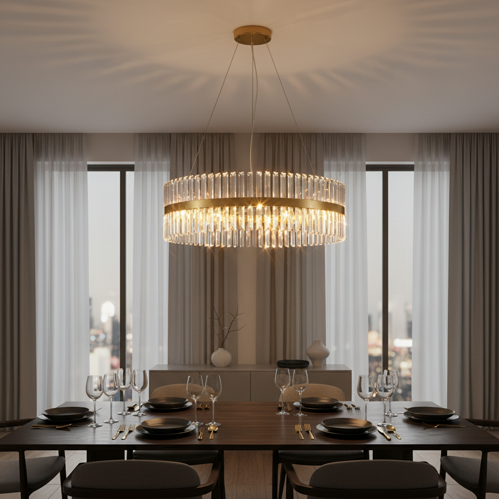 Aura 80cm K9 Crystal Rod Chandelier Detail Perspective