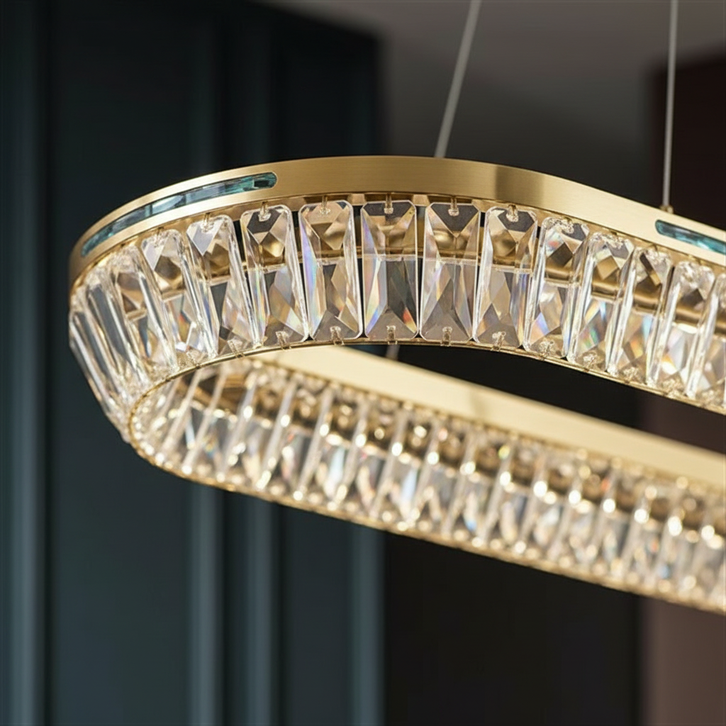 Aura 80cm Linear K9 Crystal Pendant Angle 3