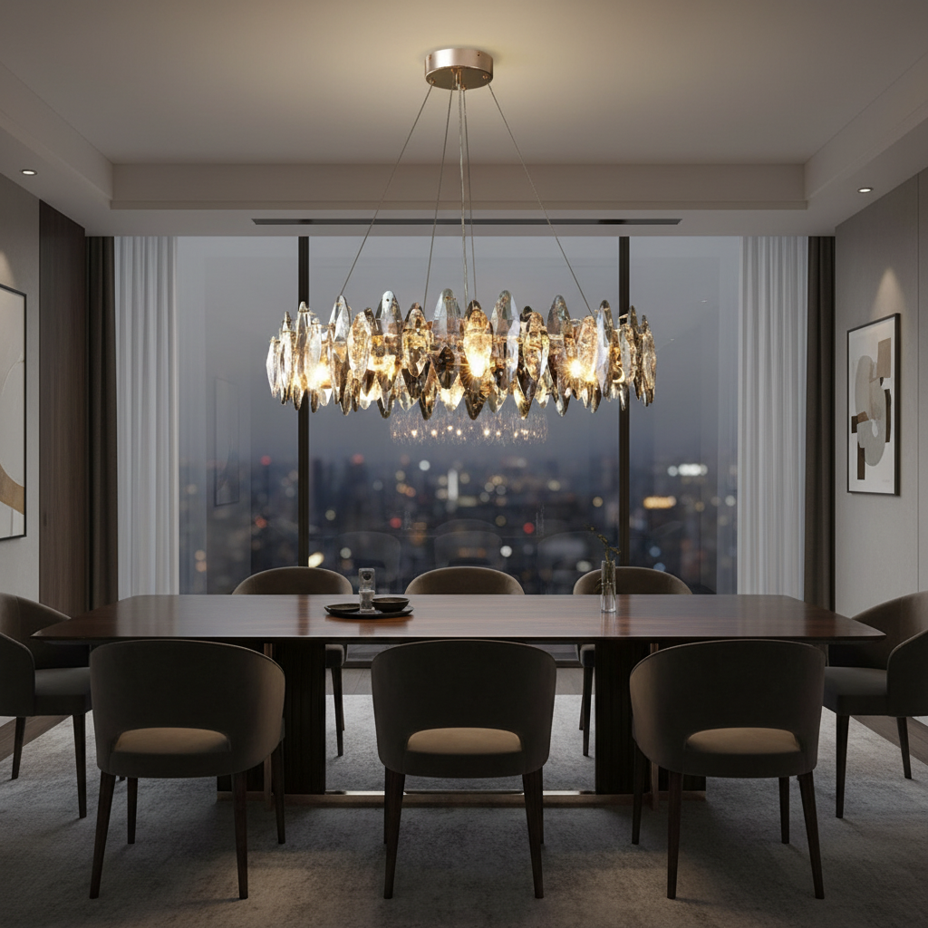 Aura 80cm Round K9 Crystal Ring Chandelier Angle 4