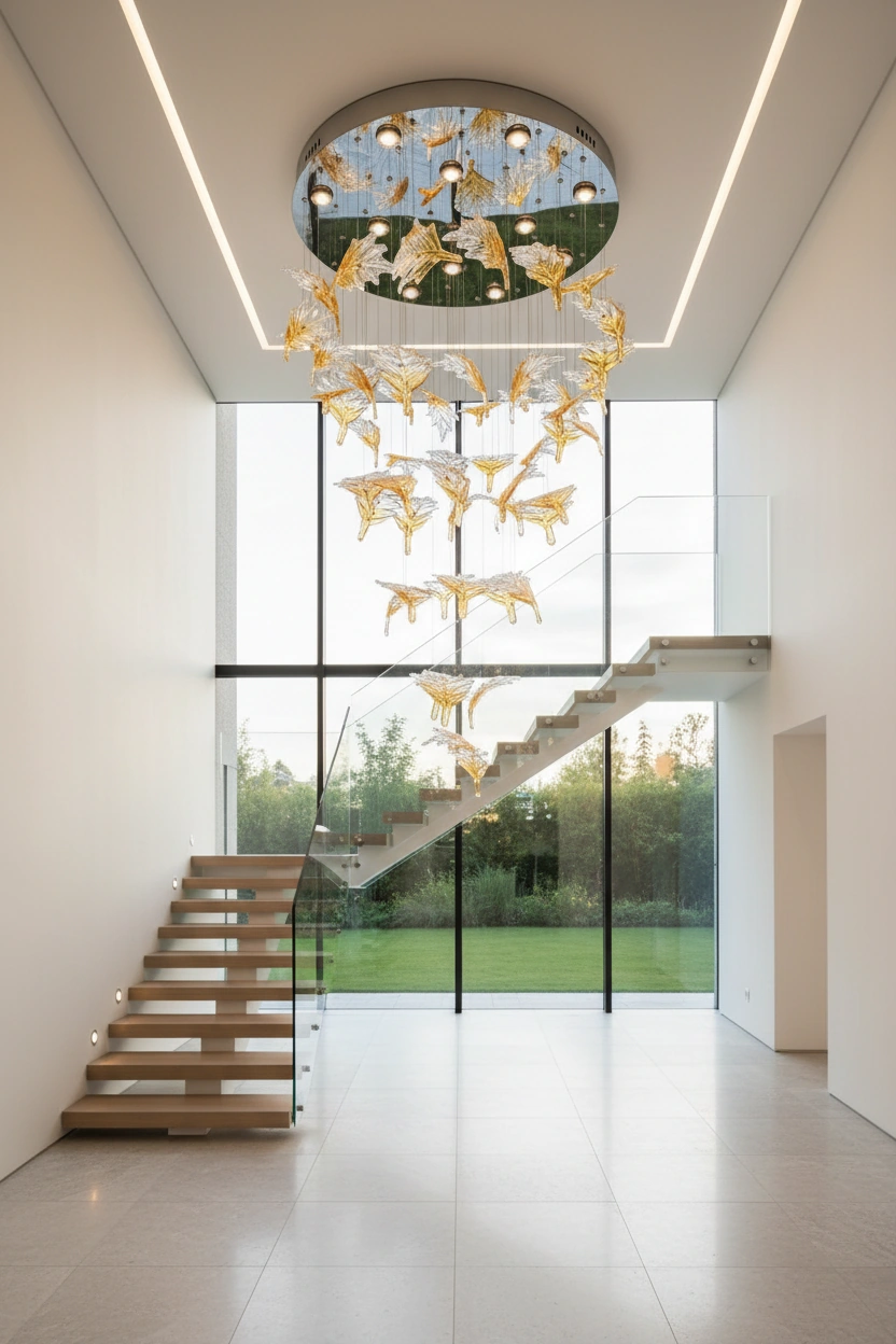 Aura Cascade 1200mm Spiral Glass Chandelier Angle 2
