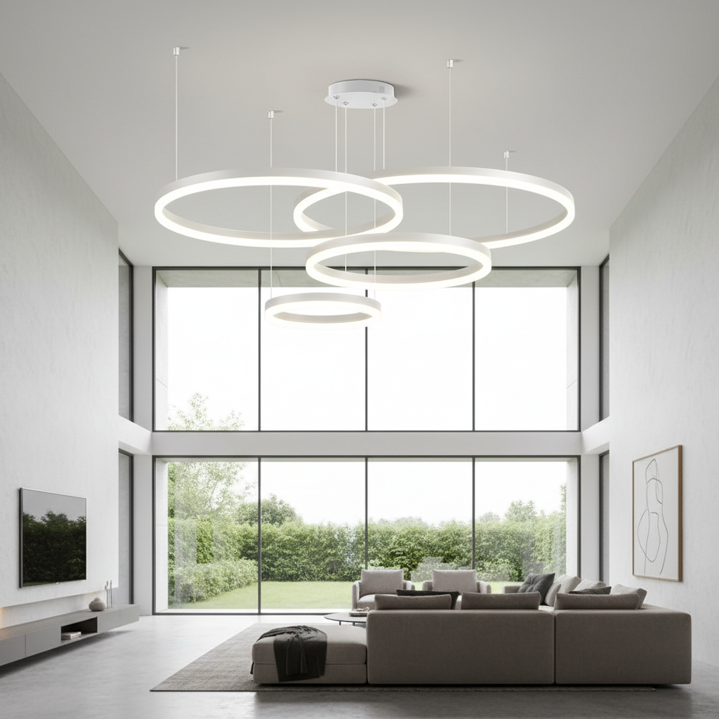 Aura Cascade 4-Ring LED Chandelier (BC5R1C132) Angle 2