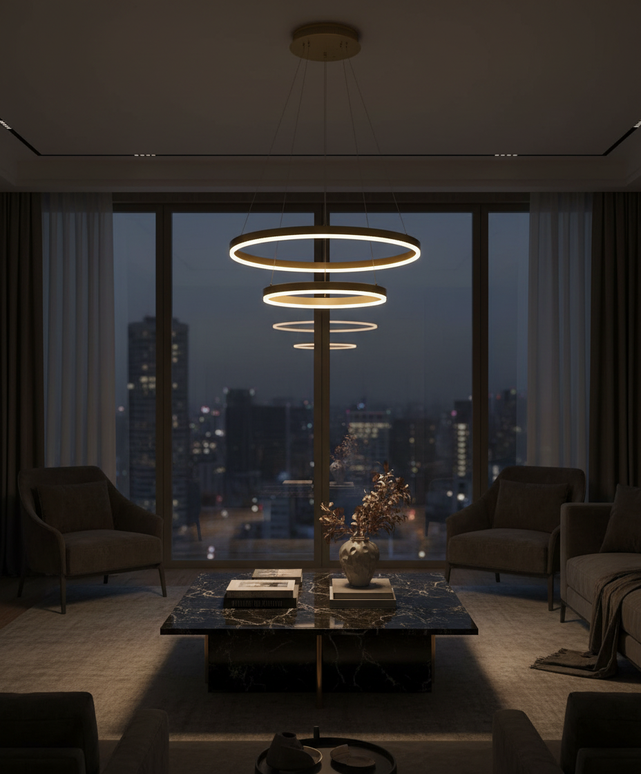 Aura Duo 8060 LED Ring Pendant Detail Perspective