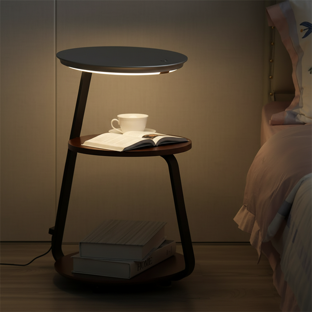 Aura Smart Side Table Floor Lamp with Wireless Charging Angle 4
