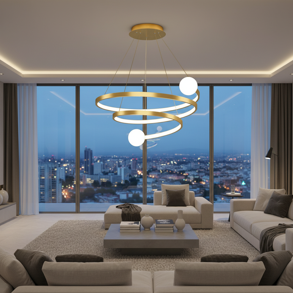 Aura Spiralis 550mm LED Pendant Chandelier Detail Perspective