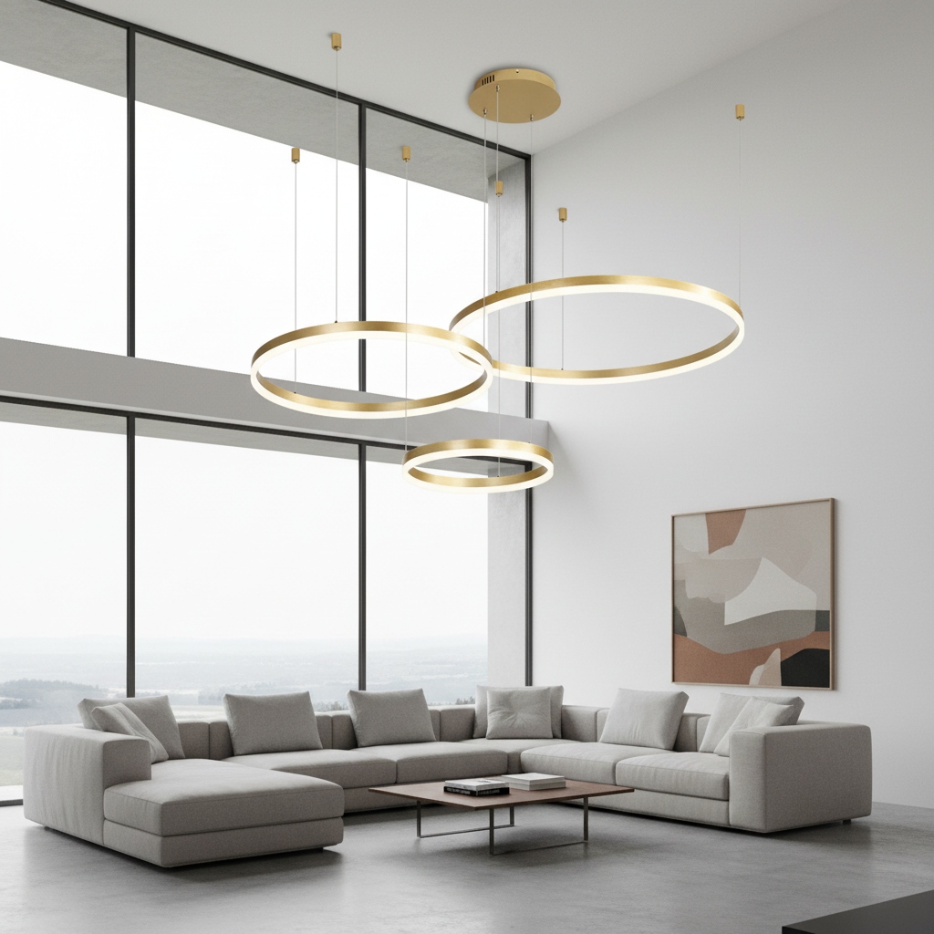 Aura Trio Ring Cluster Pendant Chandelier Angle 2