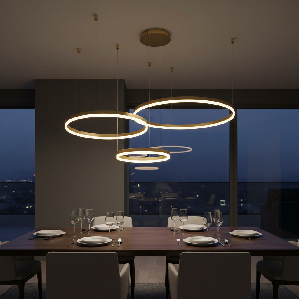 Aura Trio Ring Cluster Pendant Chandelier Angle 4