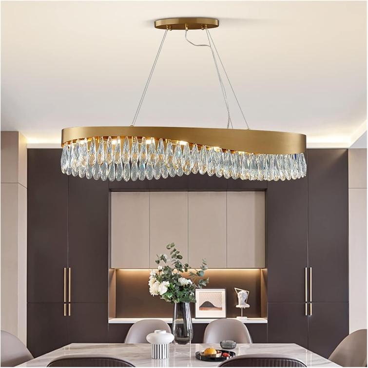 Aura Wave 120cm Oval Crystal Chandelier