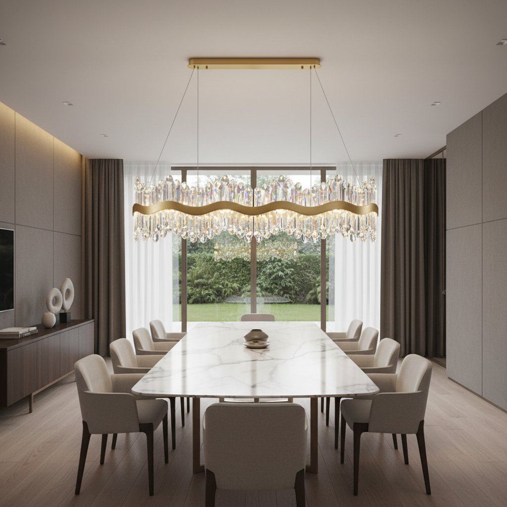 Aura Wave 120cm Oval Crystal Chandelier Primary Perspective