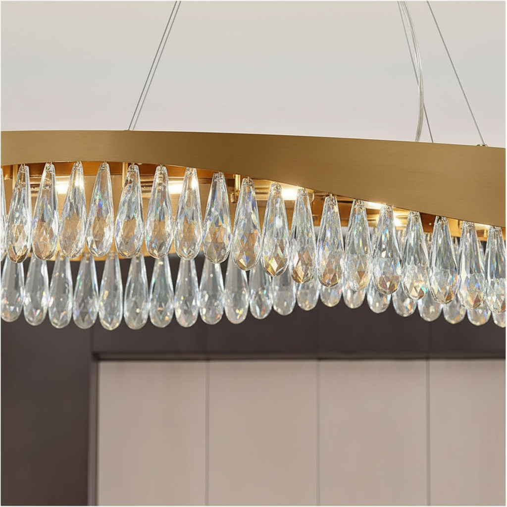 Aura Wave 120cm Oval Crystal Chandelier Angle 3