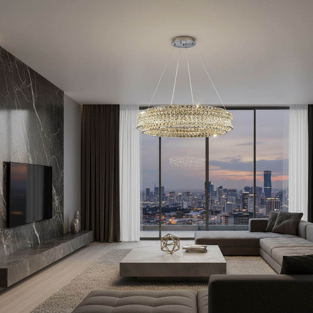 Aura Wave 80cm Dual-Ring K9 Crystal Chandelier