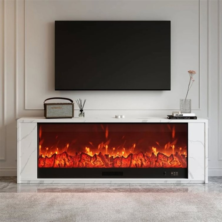 AuraFlame 71 Marble Fireplace Console