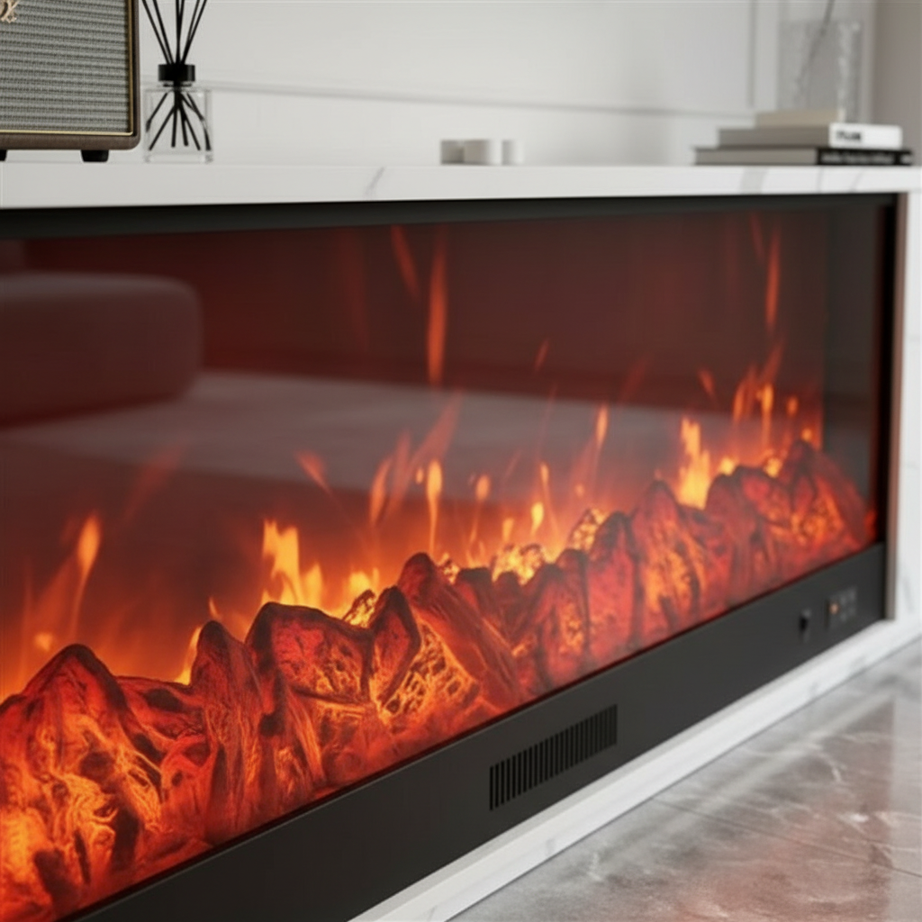 AuraFlame 71 Marble Fireplace Console Angle 3