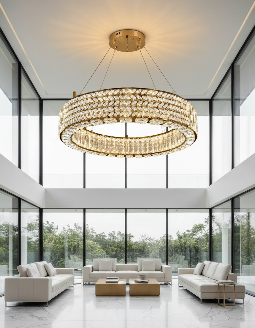 Aurelia 1000 Grand Crystal Ring Chandelier Angle 2