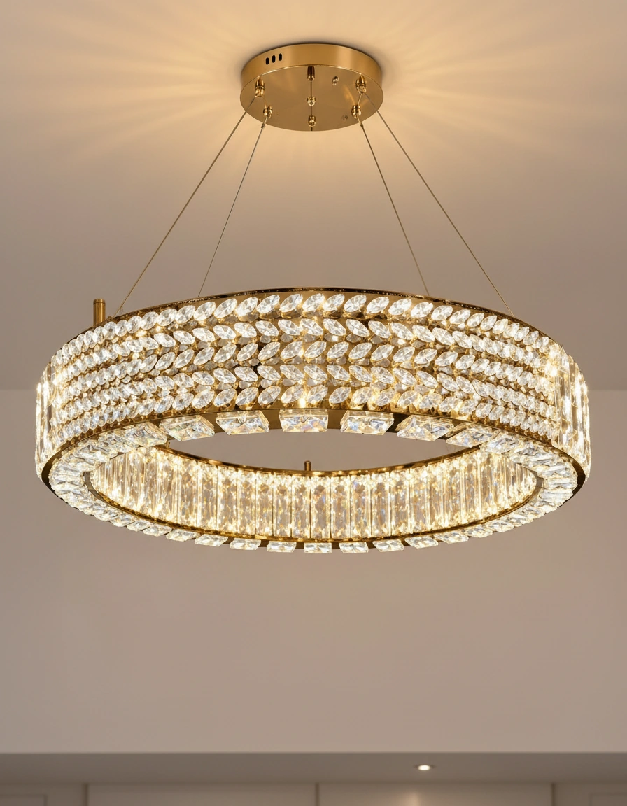 Aurelia 1000 Grand Crystal Ring Chandelier Angle 3