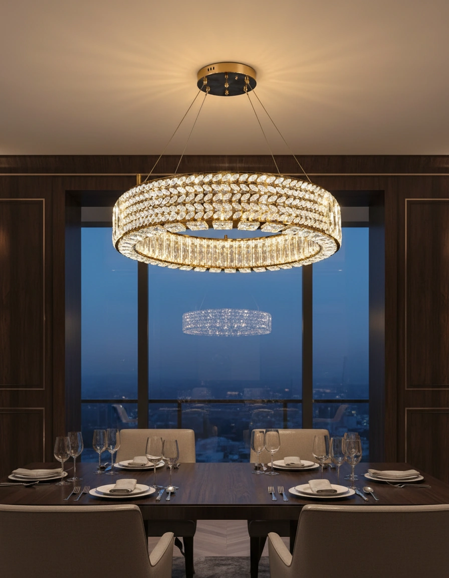 Aurelia 1000 Grand Crystal Ring Chandelier Angle 4