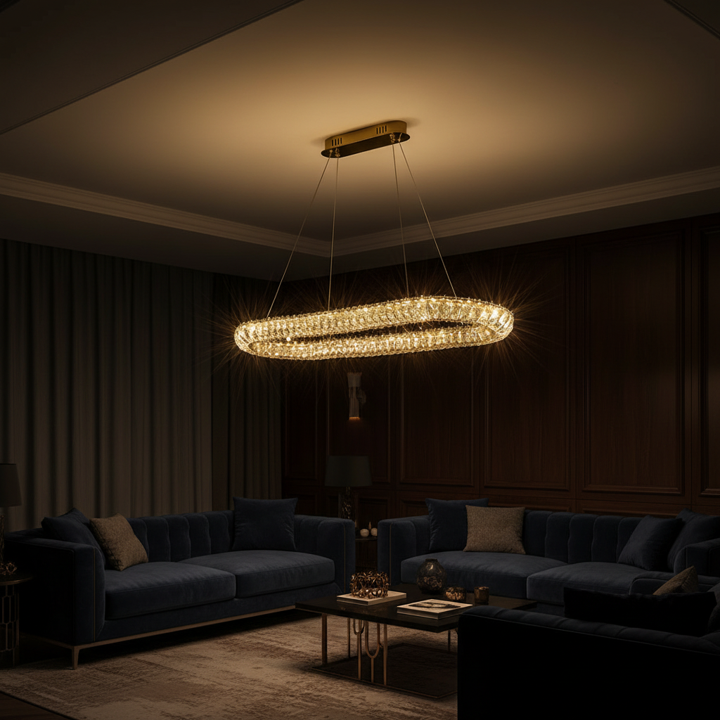 Aurelia 100cm Oval K9 Crystal Chandelier Detail Perspective