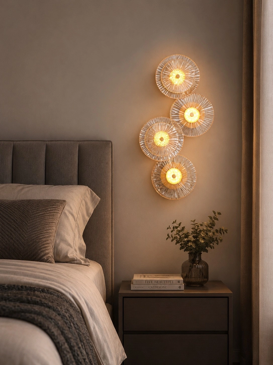 Aurelia 4-Disc Fluted Glass & Brass Wall Luminaire