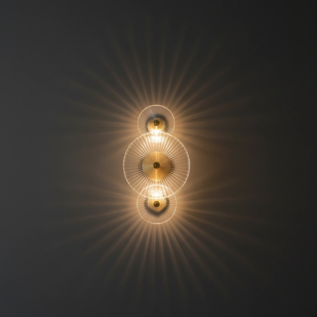 Aurelia 4-Disc Fluted Glass & Brass Wall Luminaire Angle 4