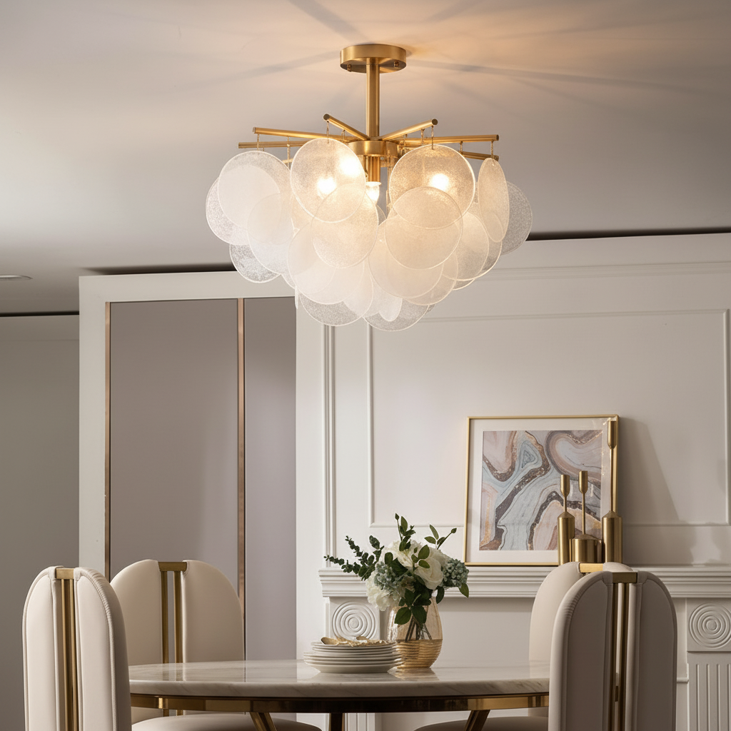Aurelia 50cm Textured Glass Cloud Chandelier Primary Perspective