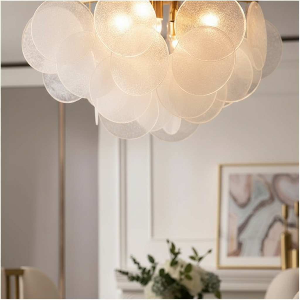 Aurelia 50cm Textured Glass Cloud Chandelier Angle 3