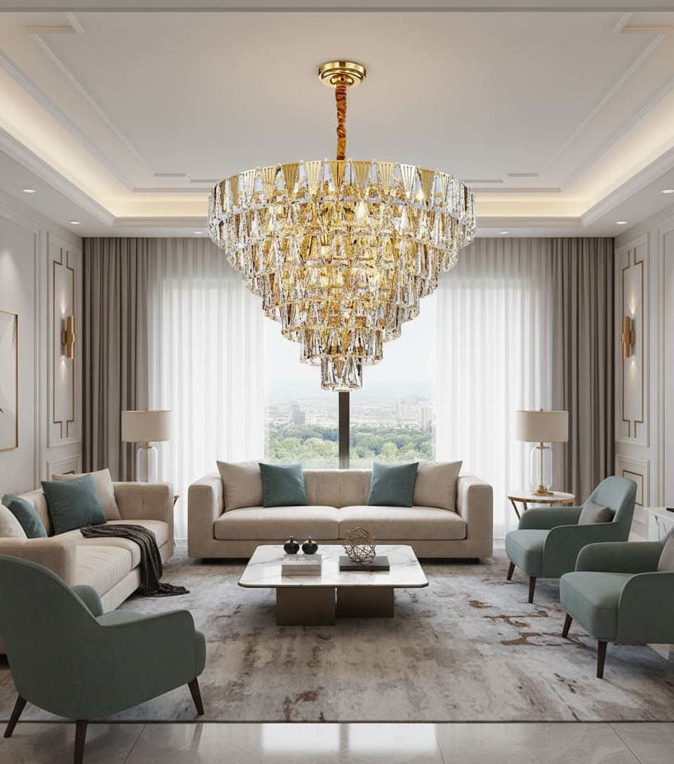 Aurelia 60cm Tiered K9 Crystal Chandelier Angle 2