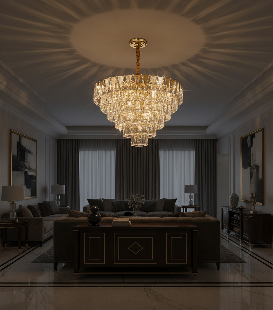 Aurelia 60cm Tiered K9 Crystal Chandelier Angle 4
