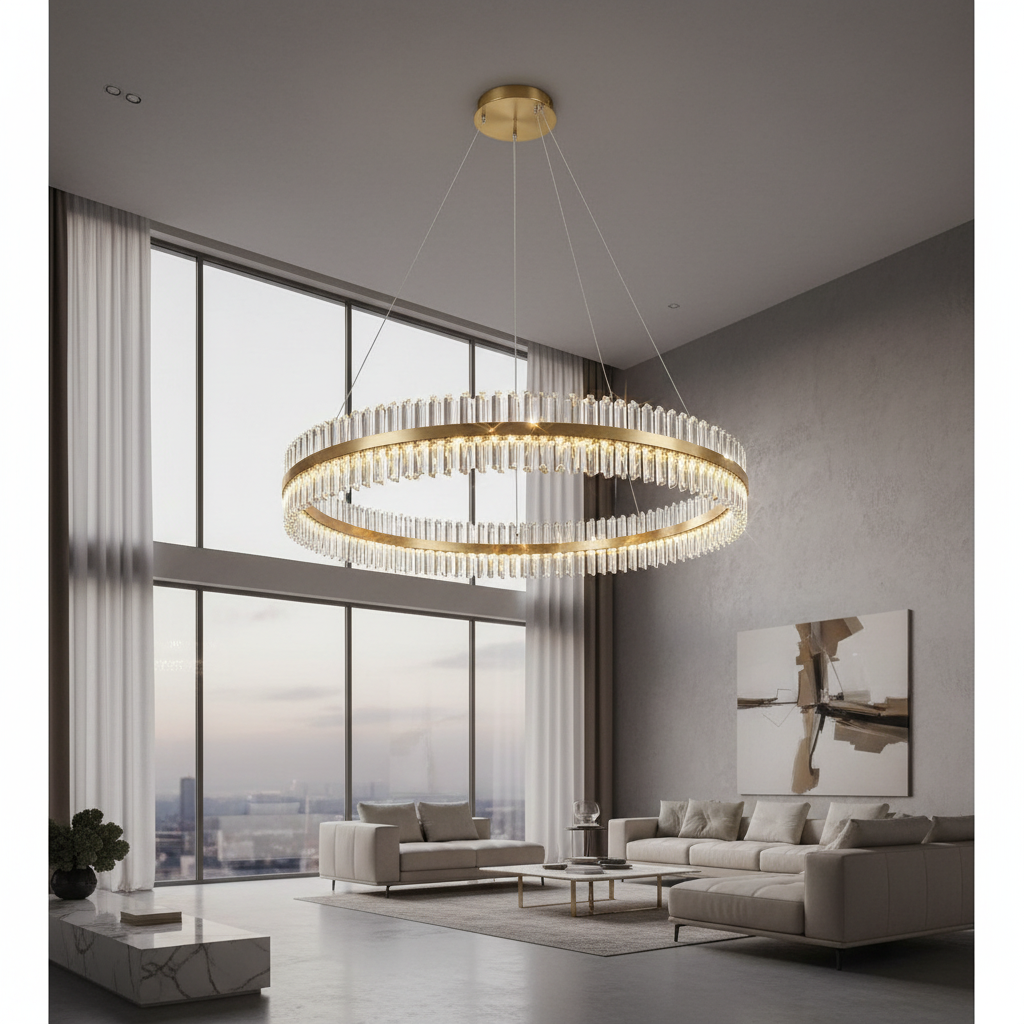 Aurelia 800 K9 Crystal Ring Chandelier Angle 2