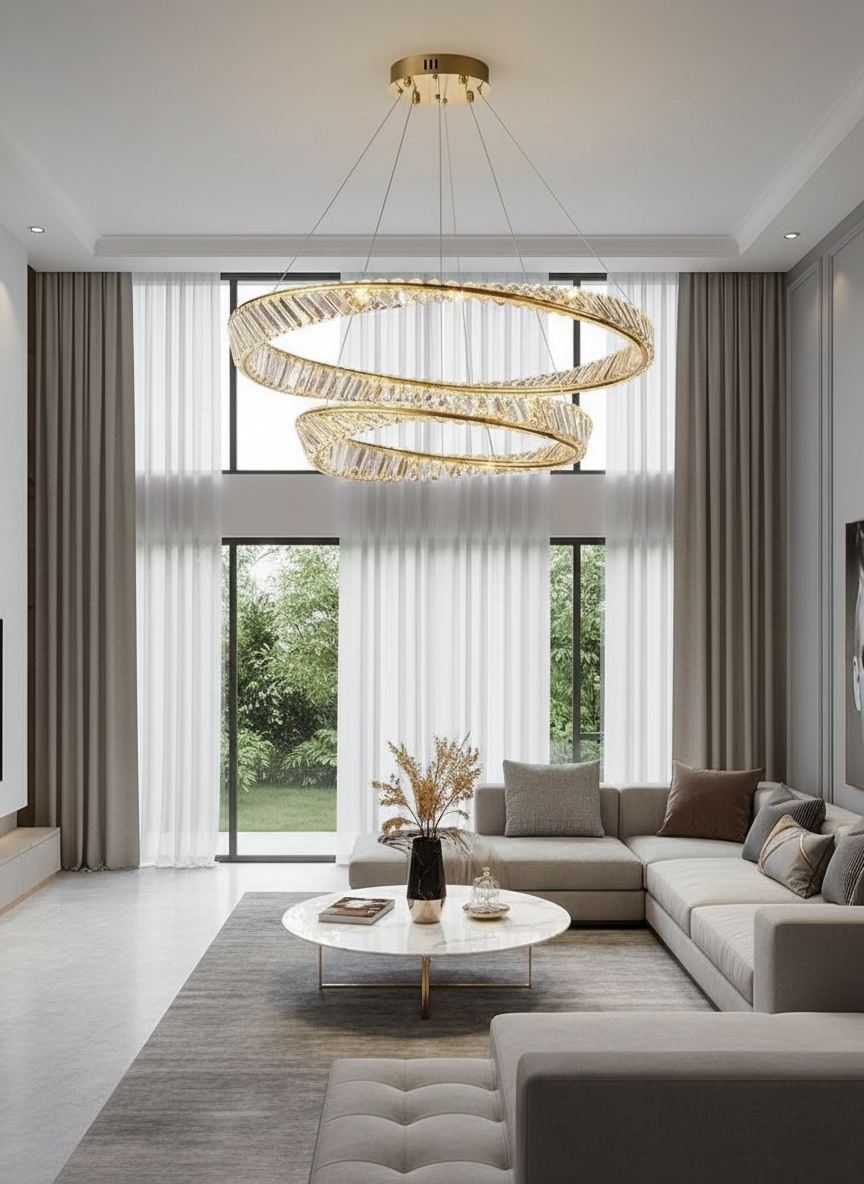 Aurelia 80cm Double Halo K9 Crystal Chandelier Primary Perspective
